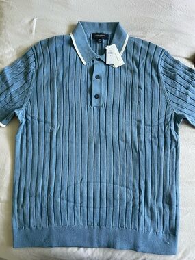 Banana Republic Light Blue Polo with White-Trim Collar